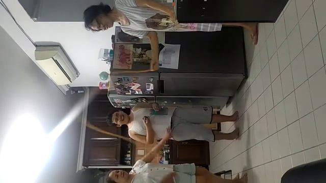 Cute Family With Chubby Kid Play Jump Rope