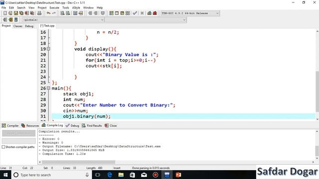 How to Convert Decimal to Binary using Stack in C++ | Data Structures and Algorithms Tutorial смотреть онлайн