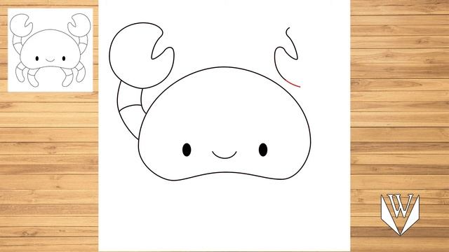 Как нарисовать милый краб шаг за шагом, Easy Draw | Скачать бесплатно раскраски смотреть онлайн