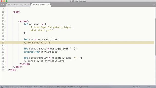 How to convert an array into a string with JavaScript смотреть онлайн