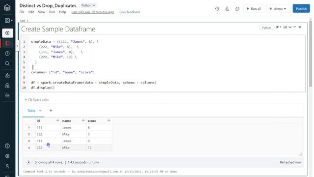 91. Databricks | Pyspark | Interview Question |Handlining Duplicate Data: DropDuplicates vs Distinc смотреть онлайн