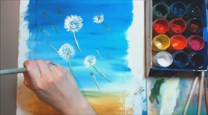 Как нарисовать одуванчики гуашью