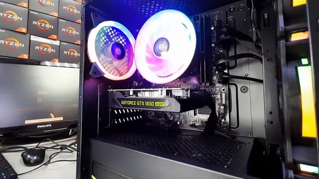 Игровой системник на I5 10400F + 16Gb + Ssd 240 + GTX 1650 Super, закаленное стекло + куча подсветк