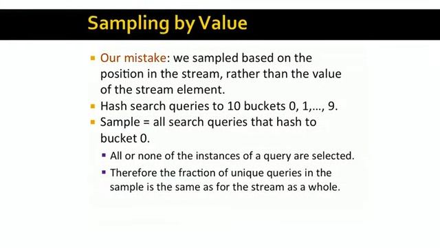 Lecture 39 — Sampling a Stream _ Mining of Massive Datasets _ Stanford University смотреть онлайн