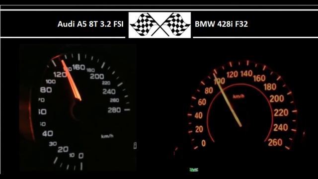 Audi A5 8T 3.2 FSI VS. BMW 428i F32 - Acceleration 0-100km/h смотреть онлайн