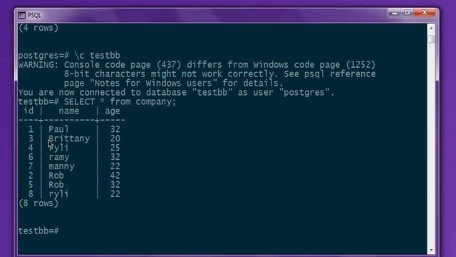 PostgreSQL DISTINCT Query in Table psql Shell смотреть онлайн