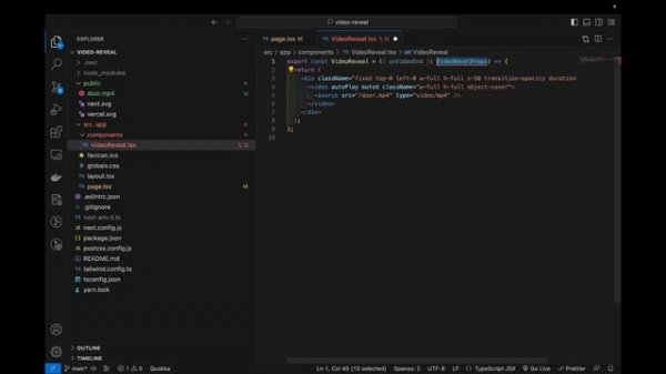 Video Reveal in React | Next.js, TypeScript, Tailwind