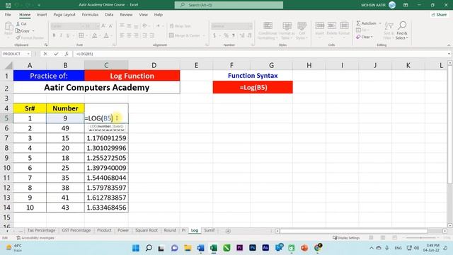 ?️ Log Function in MS Excel | Learn MS Excel with Aatir Academy 2022 смотреть онлайн