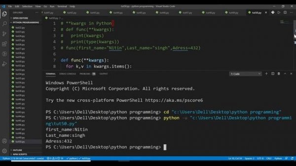 Python | Lecture 50 - Kwargs
