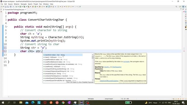 Java Program to Convert String to Character and Character to String | Java смотреть онлайн