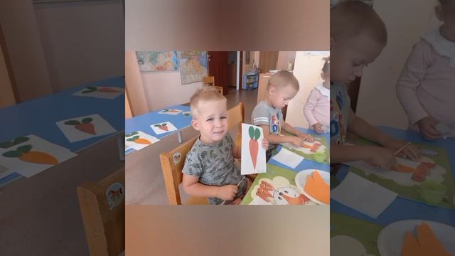 Аппликация из цветной бумаги "Морковь" гр. Почемучки смотреть онлайн