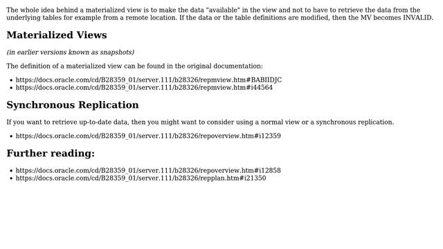 Databases: Materialized view became INVALID and USER_MVIEWS.COMPILE_STATE becomes 'NEEDS_COMPILE' смотреть онлайн