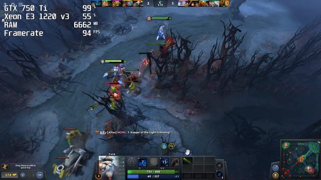 Dota 2 gameplay benchmark Xeon E3 1220 V3 GTX 750 Ti смотреть онлайн