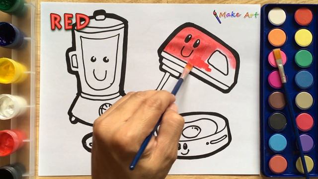 How to Draw a Blender, Mixer and Frying Pan ? | Make Art смотреть онлайн