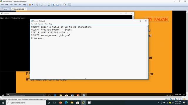 Oracle SQL*PLUS , Understanding Command Syntax ,Communicating with User смотреть онлайн