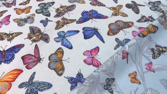 Бязь "Разноцветные бабочки на серо-голубом", ш.1.5м, хлопок-100%, 140гр/м.кв Артикул 8803 смотреть онлайн