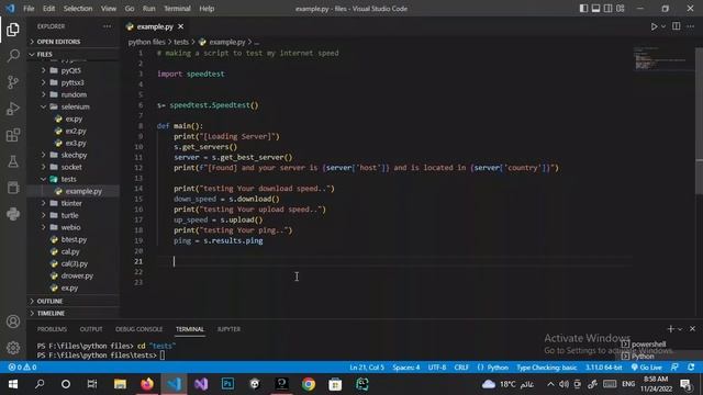 making a script for test internet speed by python смотреть онлайн
