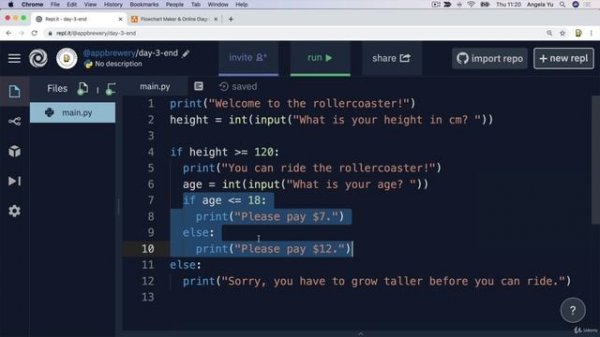 Day 3 - Control Flow and Logical Operators - 4 Nested if statements and elif statements