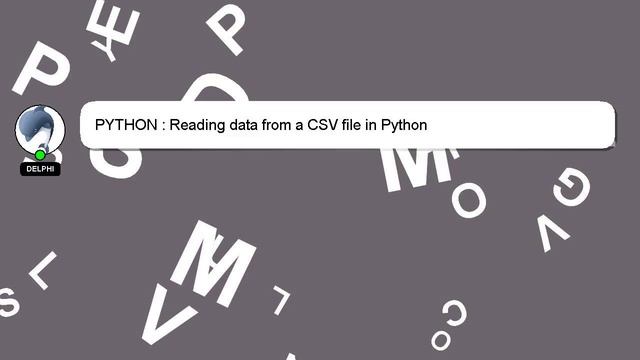 PYTHON : Reading data from a CSV file in Python смотреть онлайн