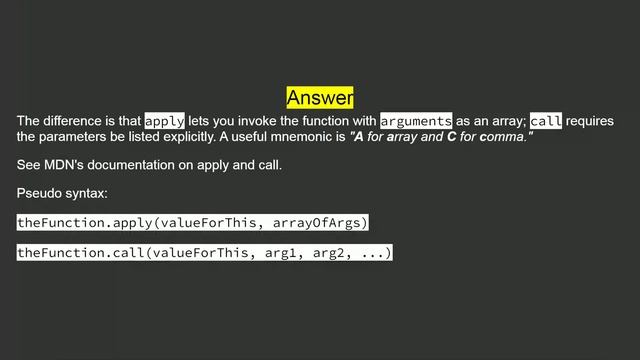 What is the difference between call and apply? смотреть онлайн