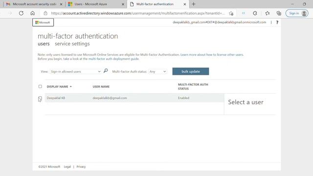 How to disable MFA/Multi factor authentication of an Azure User from portal смотреть онлайн