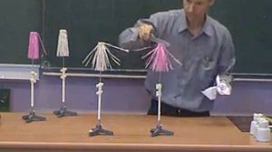 Эксперимент Взаимодействие положительно и отрицательно наэлектризованных султанов 4