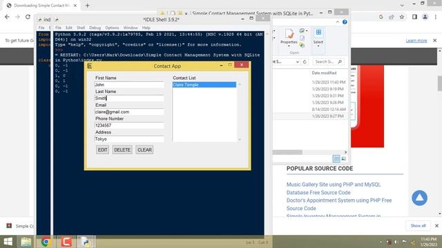 Simple Contact Management System with SQLite in Python смотреть онлайн
