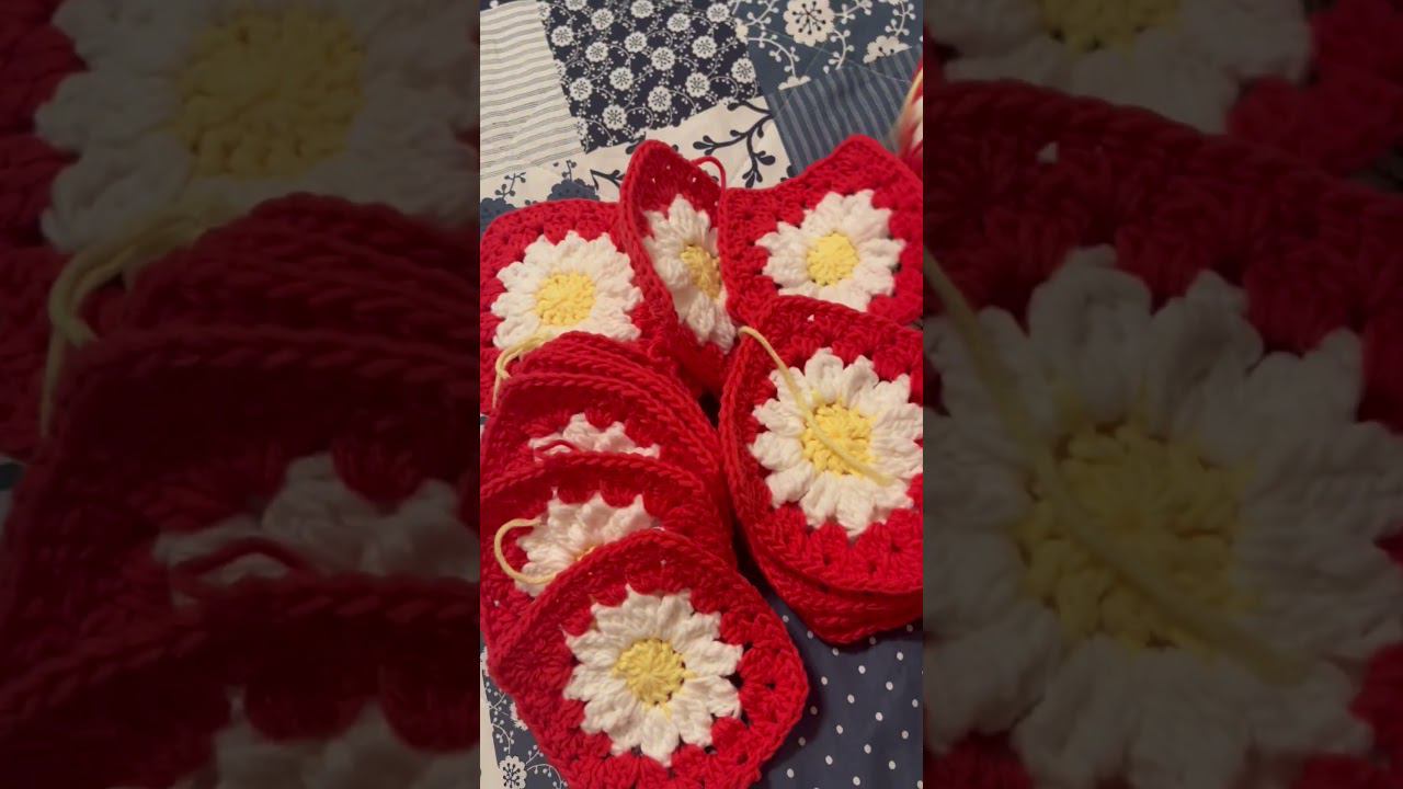 Вязаный крючком квадрат ромашка #коралл #вязаниекрючком #crochet #ромашка #flowers #blumen смотреть онлайн