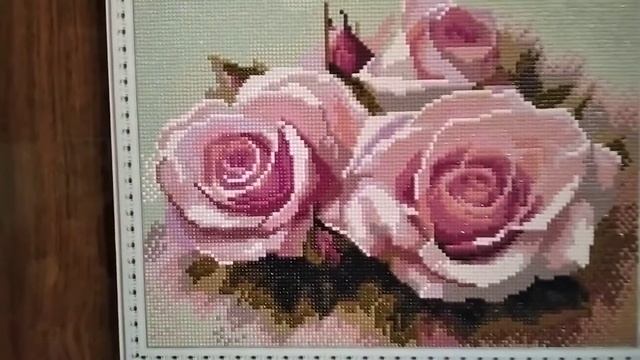 Нежные розы, на подрамнике, 40х30, алмазная мозаика смотреть онлайн