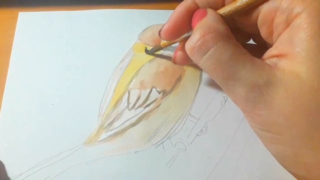 Рисунок акварелью. Рисунок воробья просто. смотреть онлайн