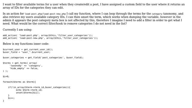 Wordpress: Correct Hook/Filter to amend category choices on post edit page смотреть онлайн