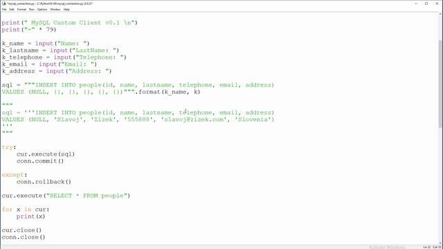 Python & MySQL - 5 - Custom MySQL Client in Python - ( Insert New Values ) смотреть онлайн