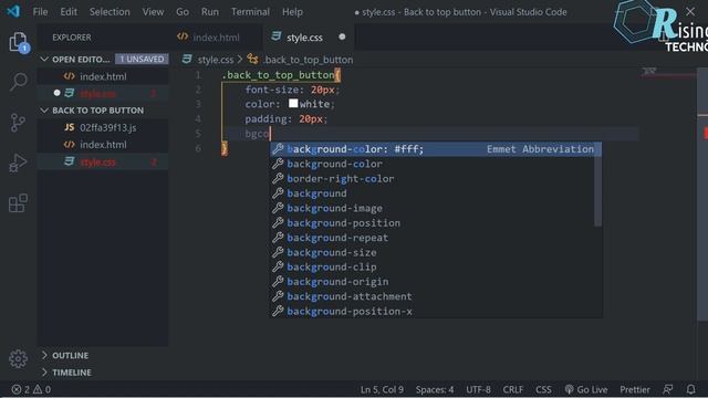 Back To Top Button - Easy way - HTML CSS Javascript - Rising Techno смотреть онлайн