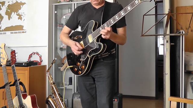 Demo Sheraton II Epiphone guitar Gitarre connected to Fender Deluxe reverb amp 1965 + Mustang II смотреть онлайн