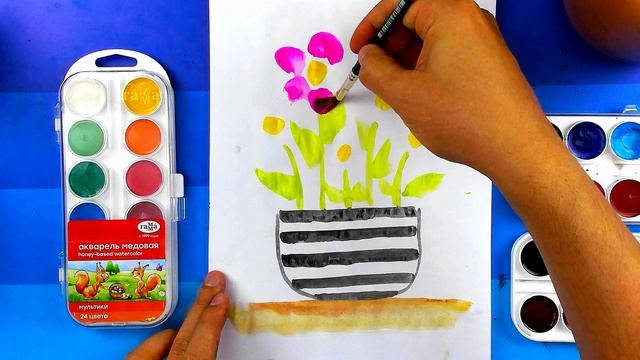 Цветочки для МАМЫ рисуем акварелью смотреть онлайн