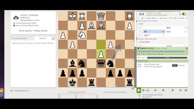 Играем чёрными против Шотландского гамбита (видеоролик №13)