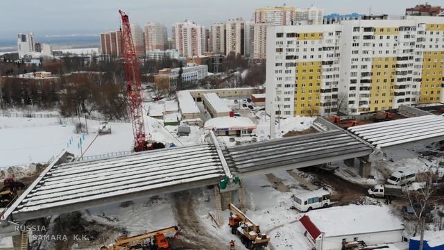 Строительство эстакады на ул. Ново-Садовая / 18 февраля 2022 / Октябрьский район / г. Самара /Russi смотреть онлайн