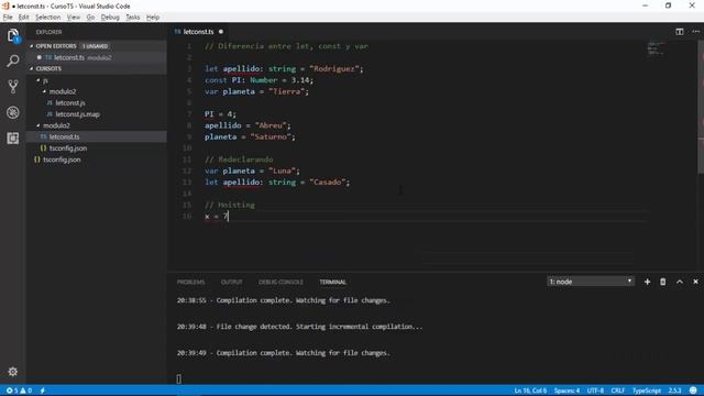 Variables let vs var - constantes | Variables y Tipos | Programando en TypeScript смотреть онлайн