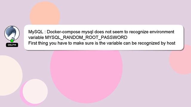 MySQL : Docker-compose mysql does not seem to recognize environment variable MYSQL_RANDOM_ROOT_PASS смотреть онлайн