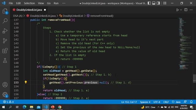 [Java Example] Lecture 23b - Removing the value of head from DoublyLinkedList (Another scenario) смотреть онлайн