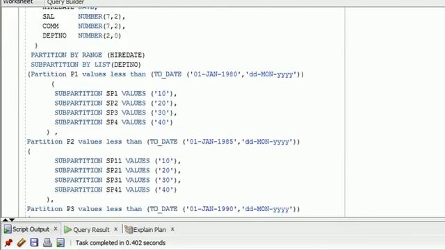 sub partitioning in oracle or composite partitioning in Oracle RANGE-LIST, RANGE-HASH смотреть онлайн