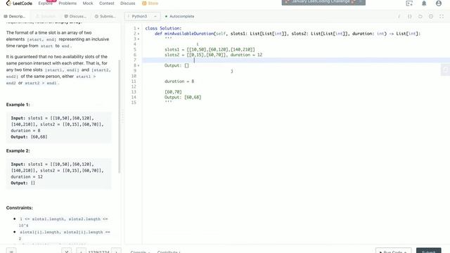 LeetCode 1229. Meeting Scheduler TechZoo Python смотреть онлайн