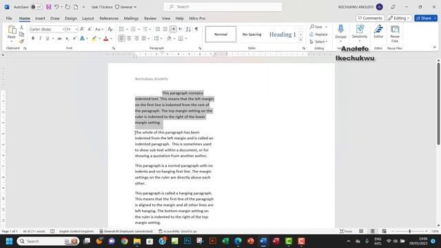 Task 17d IGCSE ICT Different ways to indent Paragraphs in Ms Word смотреть онлайн