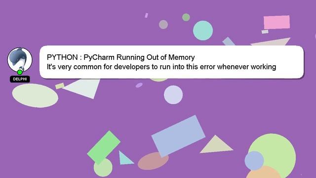 PYTHON : PyCharm Running Out of Memory смотреть онлайн