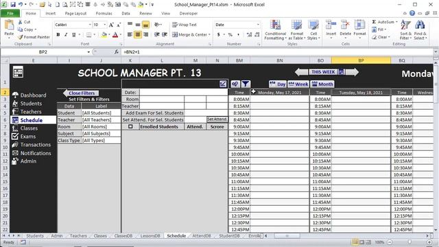 Learn How To Create A Drag & Drop Week View Scheduler In Excel From Scratch [School Manager Pt. 14] смотреть онлайн