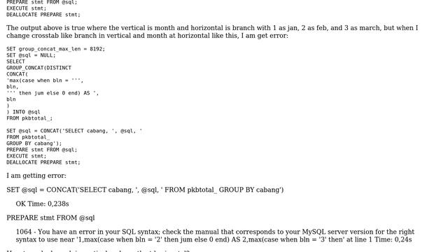 crosstab dynamic in mysql смотреть онлайн