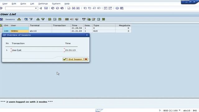 Kill user session in SAP смотреть онлайн