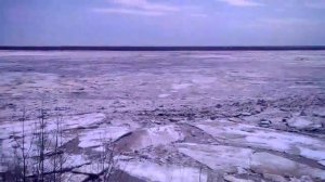 Ледоход на реке Обь. ХМАО ЮГРА п.г.т. Октябрьское.
