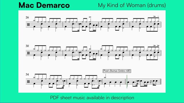 How to play 'My Kind of Woman' by Mac Demarco on drums / Drum Sheet Music смотреть онлайн